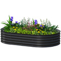 5' x 3' x 1' Large Outdoor Planter Box, Galvanized Raised Garden Bed with Metal Plant Stake, Black