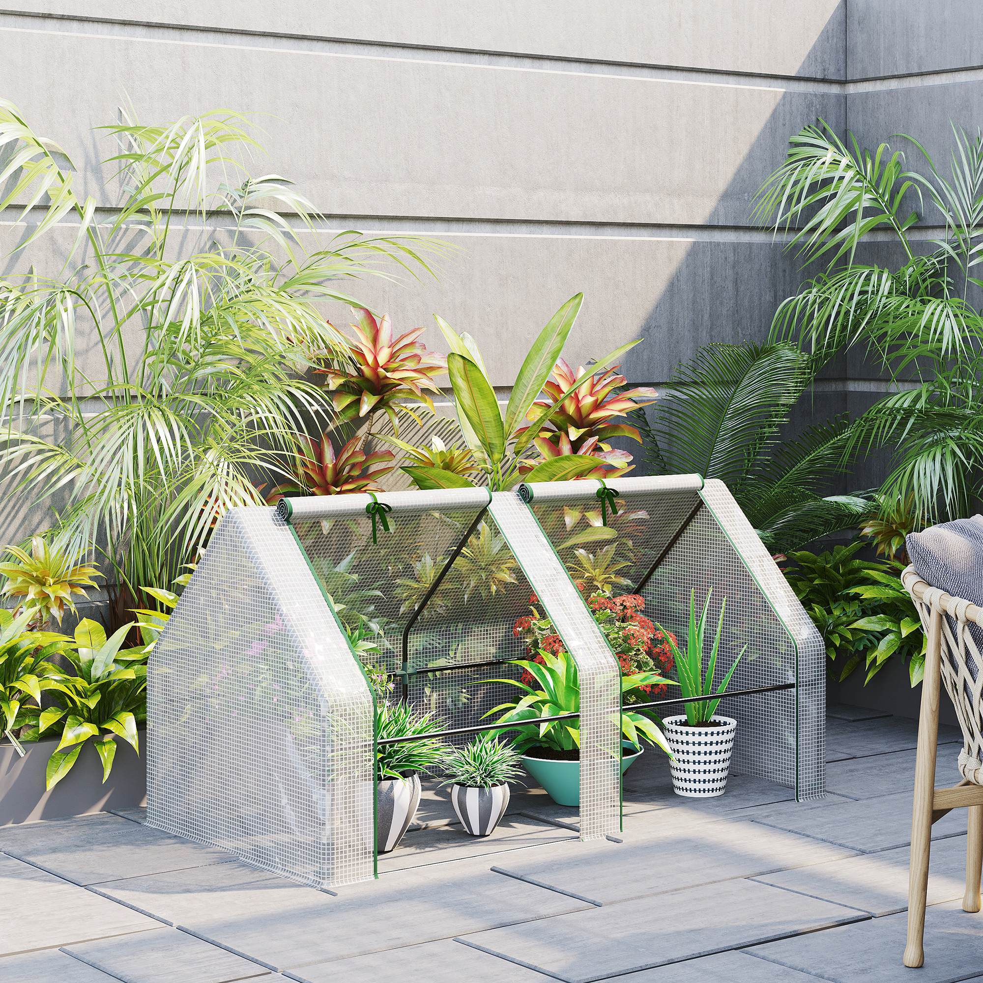 6' x 3' x 3' Portable Tunnel Greenhouse Outdoor Garden Mini with Large Zipper Doors & Water/UV PE Cover White