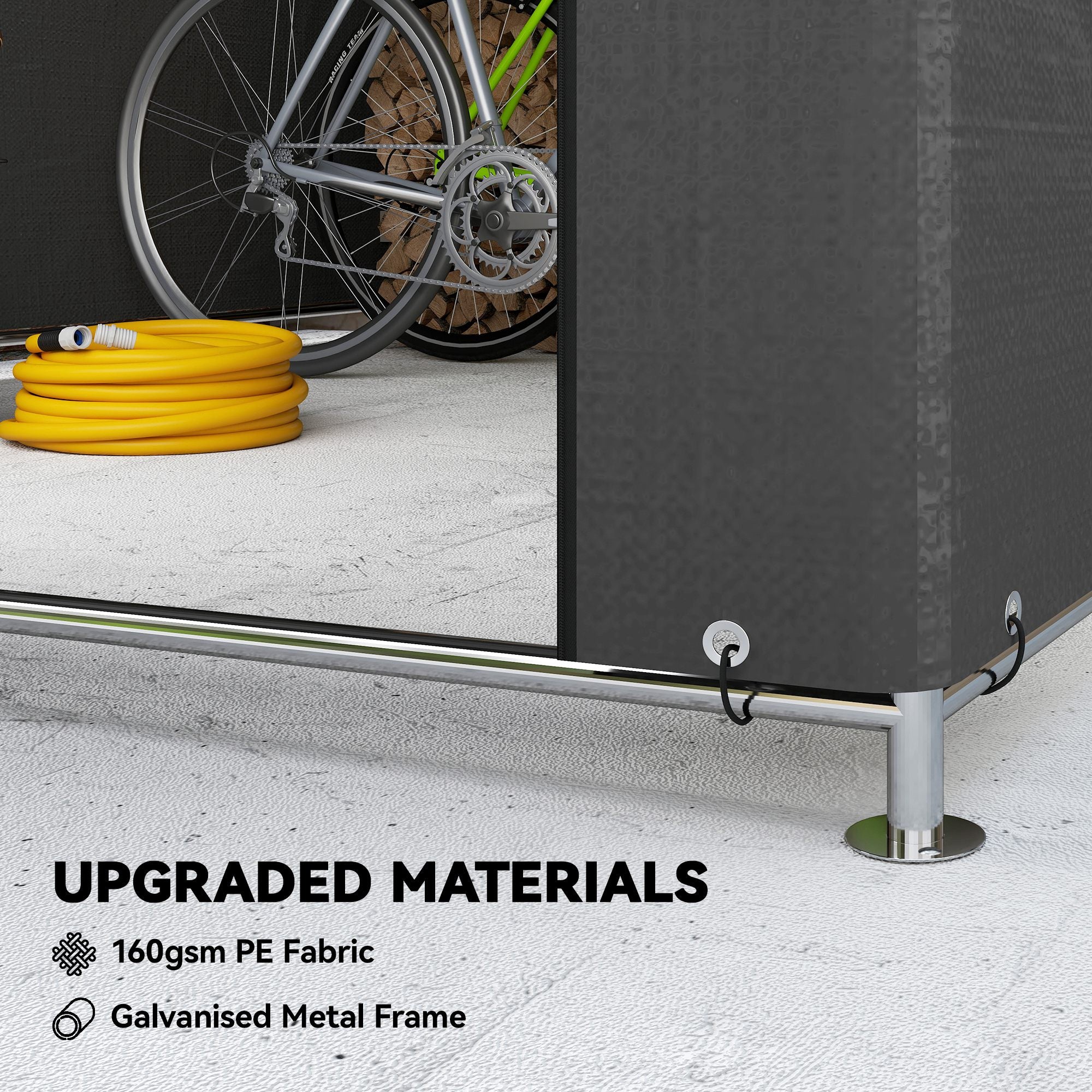 6.6' x 7.8' Portable Shed, Waterproof Bike Tent with Roll-up Zipper Door and Galvanised Steel Frame, Dark Grey