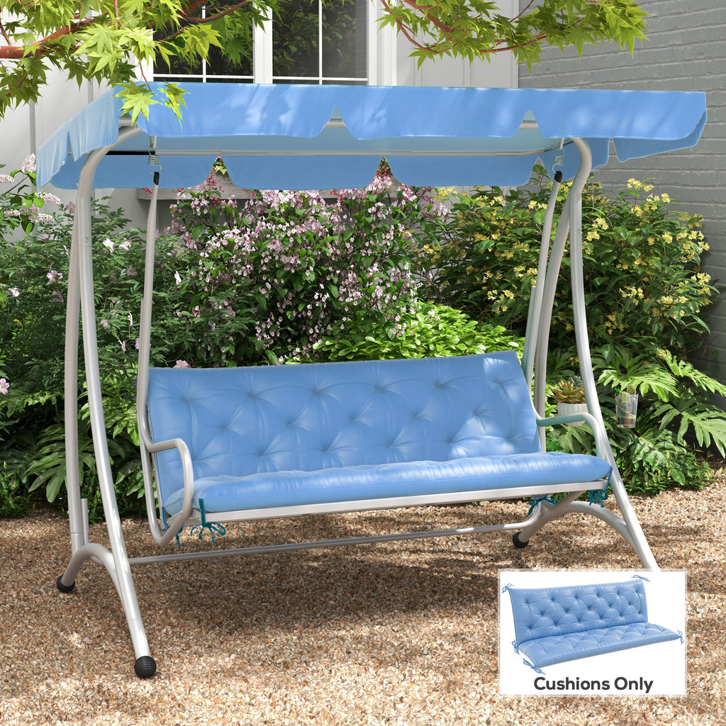 3-Seater Outdoor Bench Swing Chair Replacement Cushions for Patio Garden, Light Blue