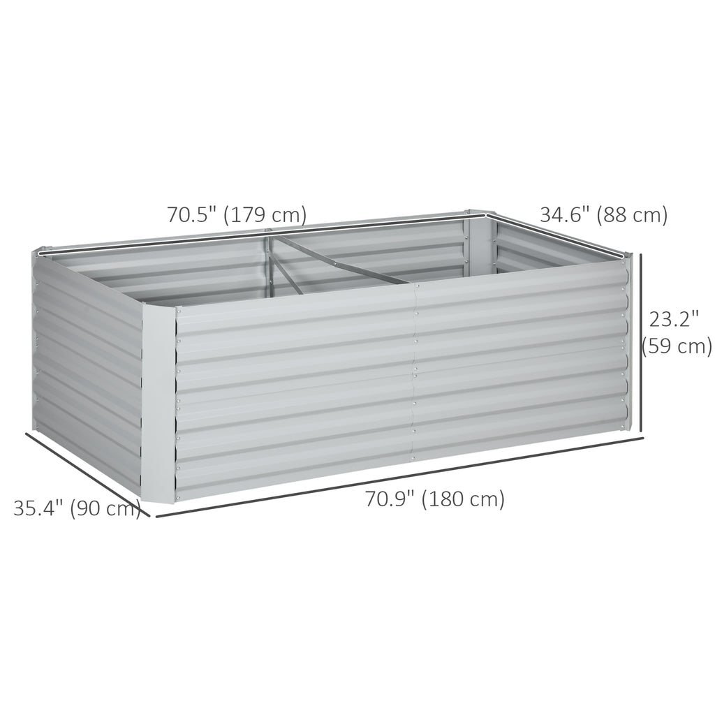 Galvanized Raised Garden Bed, Steel Outdoor Planters with Reinforced Rods, 71" x 35" x 23", Light Grey