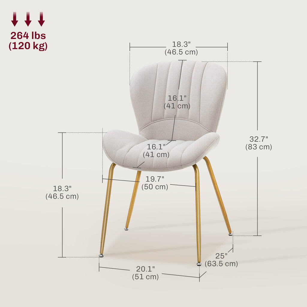 Dining Chairs Set of 4, Modern Accent Chair with Cushioned Backrest, Upholstery for Living Room, Cream White