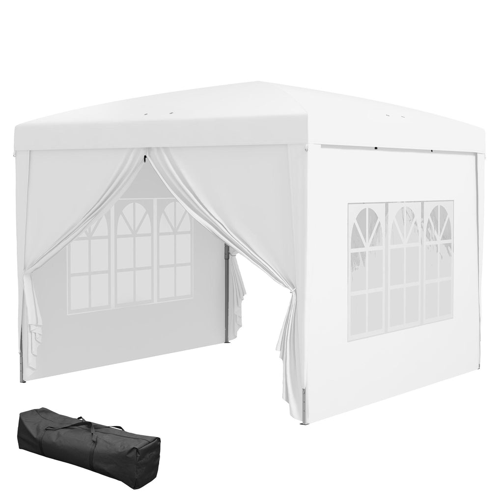 10'x10' Outdoor Pop Up Party Tent Wedding Gazebo Canopy with Carrying Bag (White)