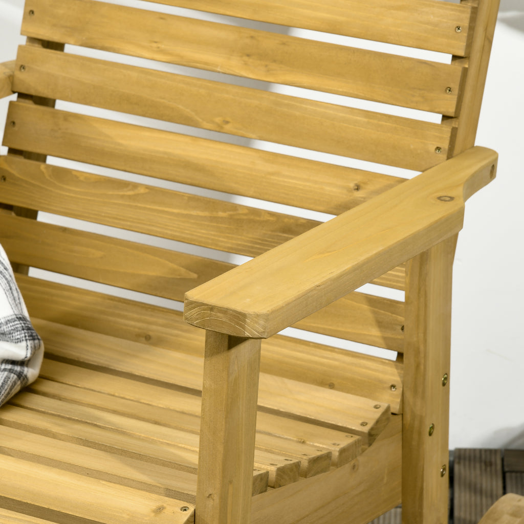 Wooden Outdoor Rocking Chair, Patio Traditional Rocking Chair, Slatted Structure Porch Rocker w/ Armrest for Both Outdoor and Indoor, Light Brown