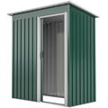 5 x 3 FT Outdoor Storage Shed with Sliding Door and Sloped Roof, Steel Frame Garden Shed Tool Equipment, Green