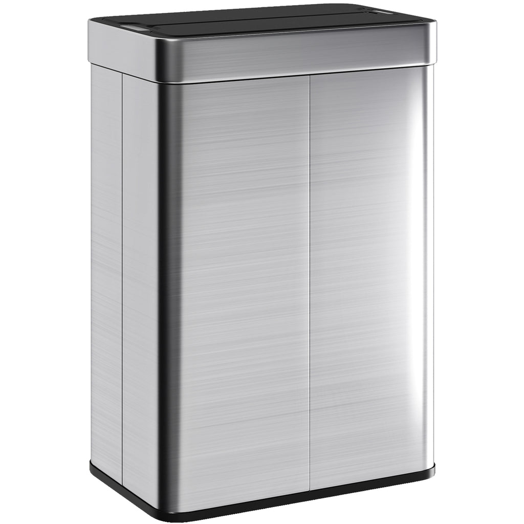 14.5 Gal (55 L) Sensor Can, Garbage Can with Soft-Close Butterfly Lid, Fingerprint-Proof Stainless Steel, Silver