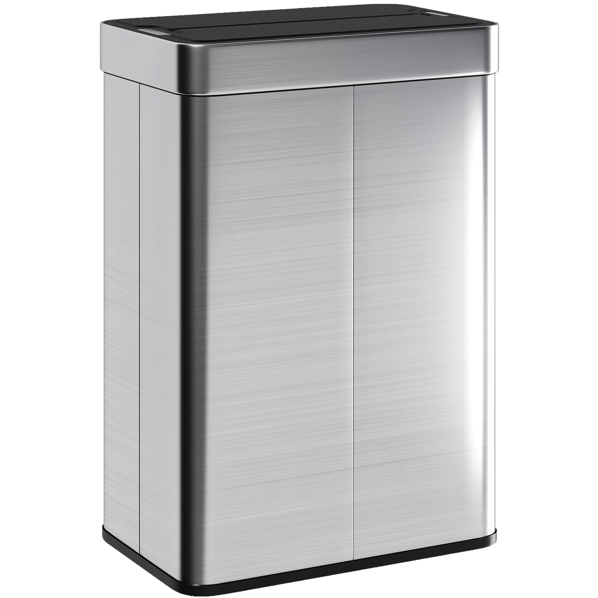 14.5 Gal (55 L) Sensor Can, Garbage Can with Soft-Close Butterfly Lid, Fingerprint-Proof Stainless Steel, Silver