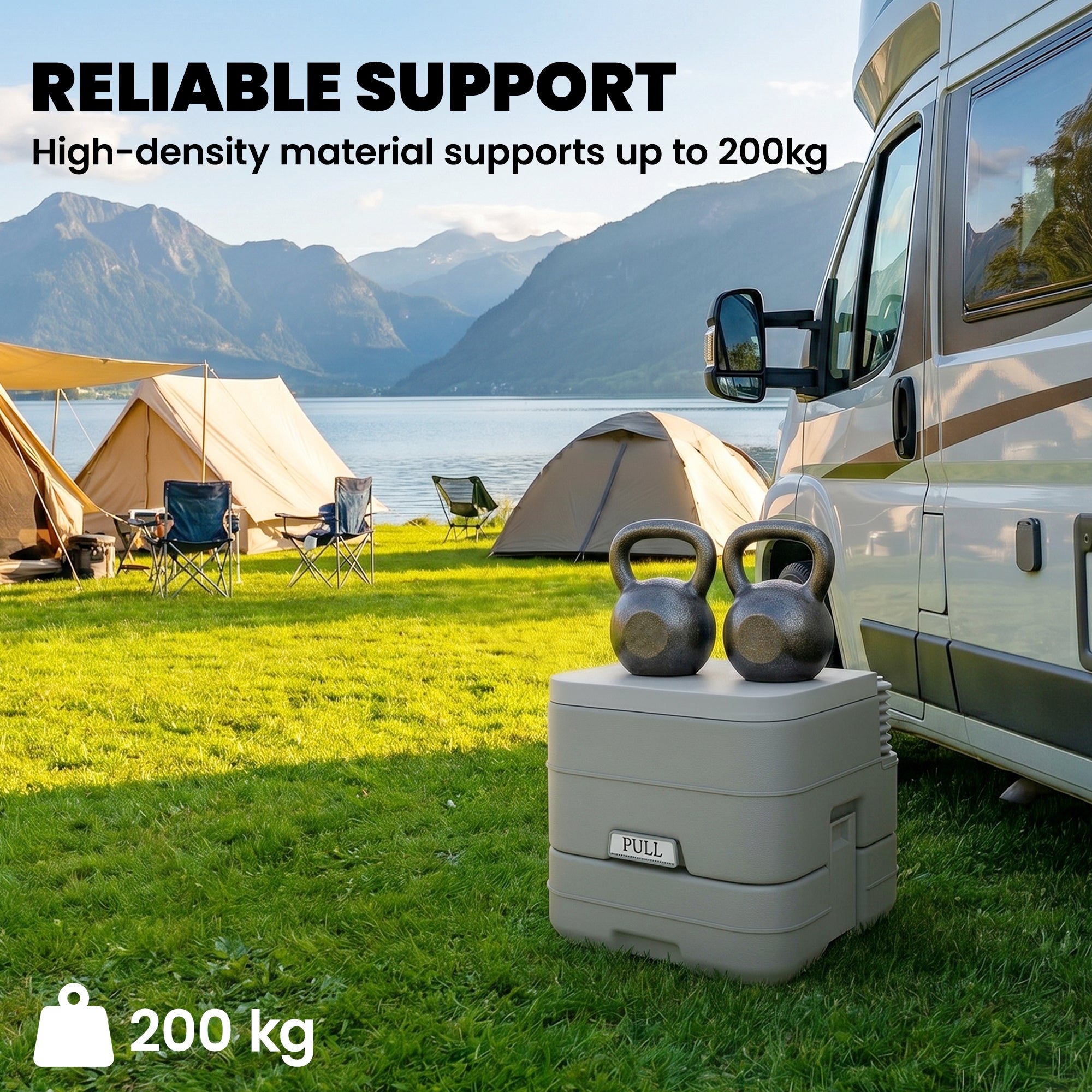 Portable Camping Toilet, Porta Potty with 2.6 Gal Waste Tank & 2.6 Gal Flush Tank, Leak-Proof and Odourless