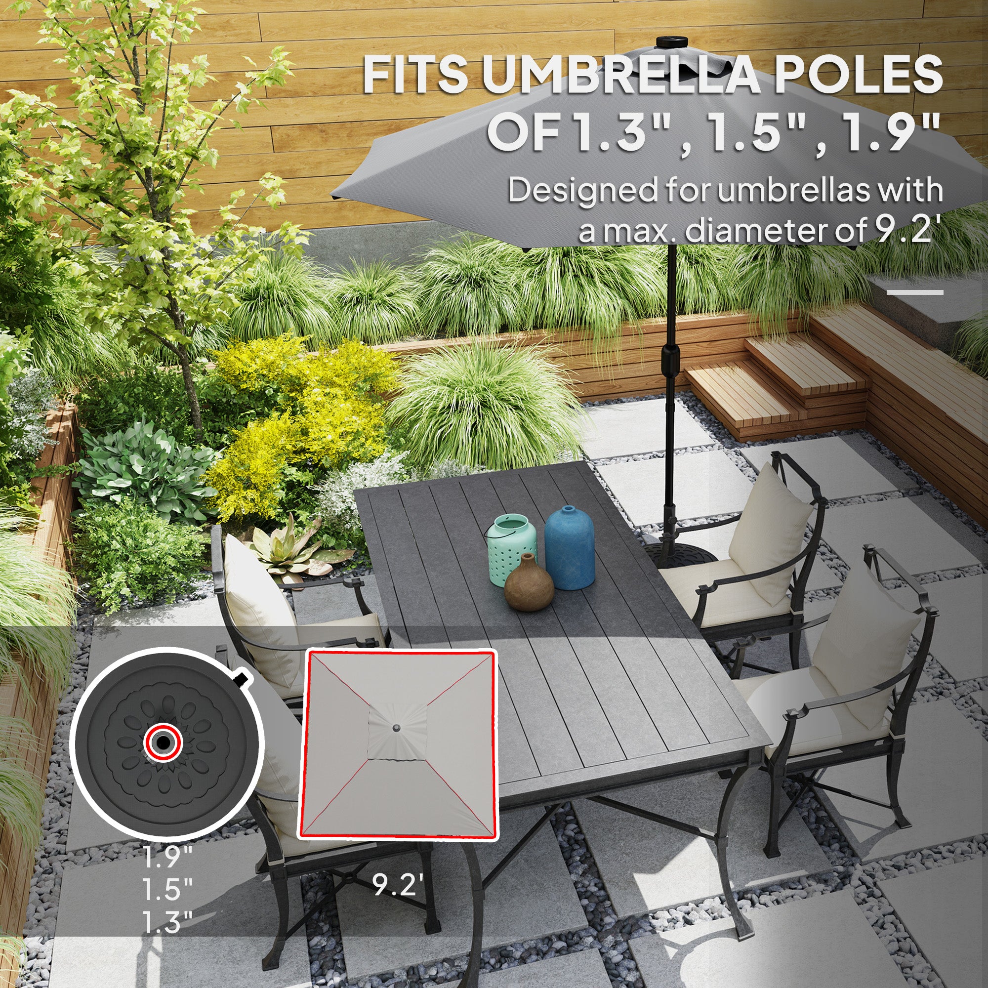 46lbs Resin Round Patio Umbrella Base with Wheels, Umbrella Stand Base, Heavy Duty Patio Umbrella Holder, Black