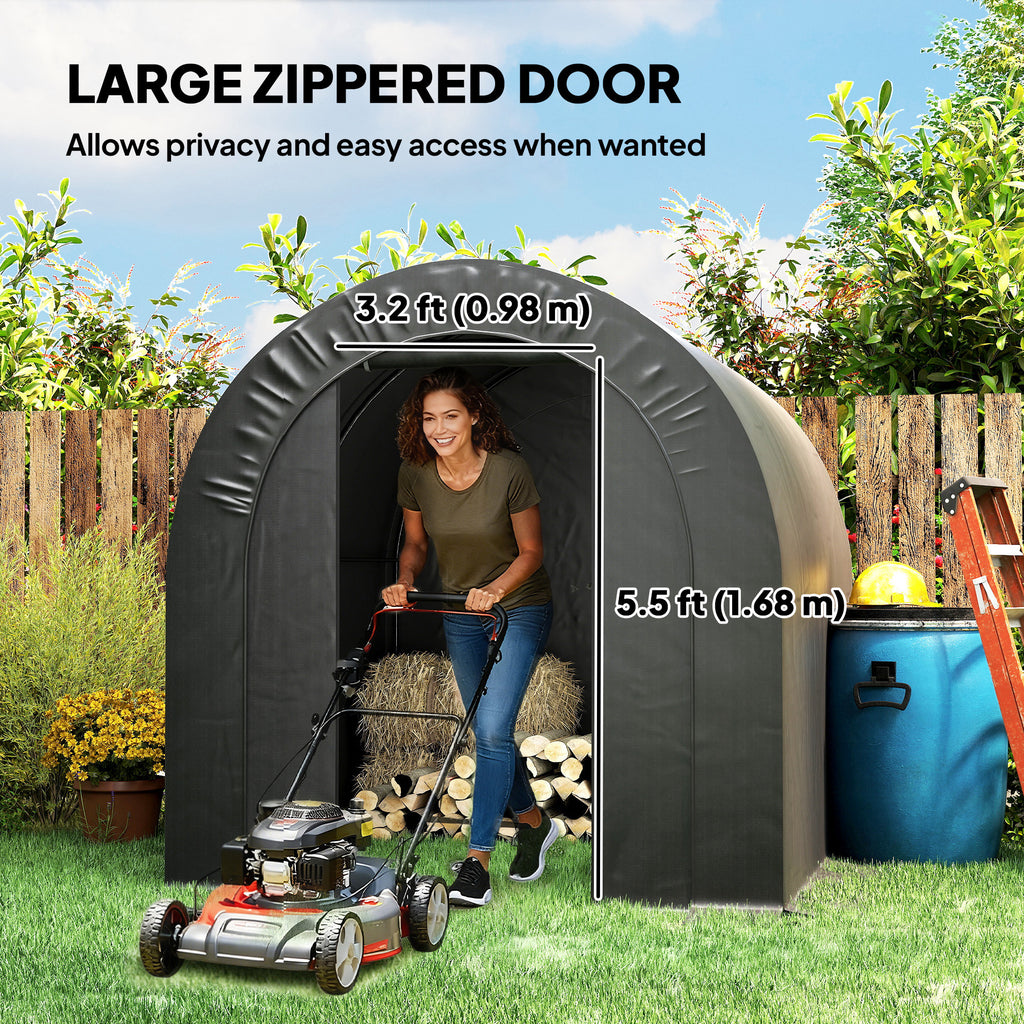 6' x 8' Outdoor Storage Shed, Heavy Duty Galvanized Steel Portable Shed for Bike, Motorcycle, Garden Tools, Black