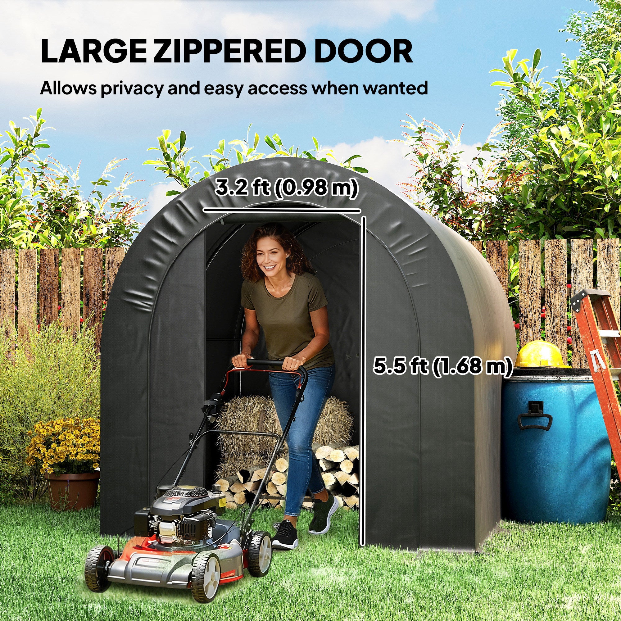 6' x 8' Outdoor Storage Shed, Heavy Duty Galvanized Steel Portable Shed for Bike, Motorcycle, Garden Tools, Black