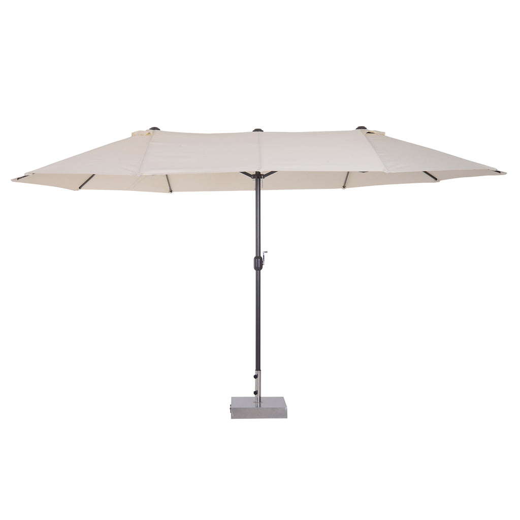 15ft Double-Sided Patio Umbrella Rectangular Parasol Sun Shelter Canopy Shade UV Protection w/ Hand Crank