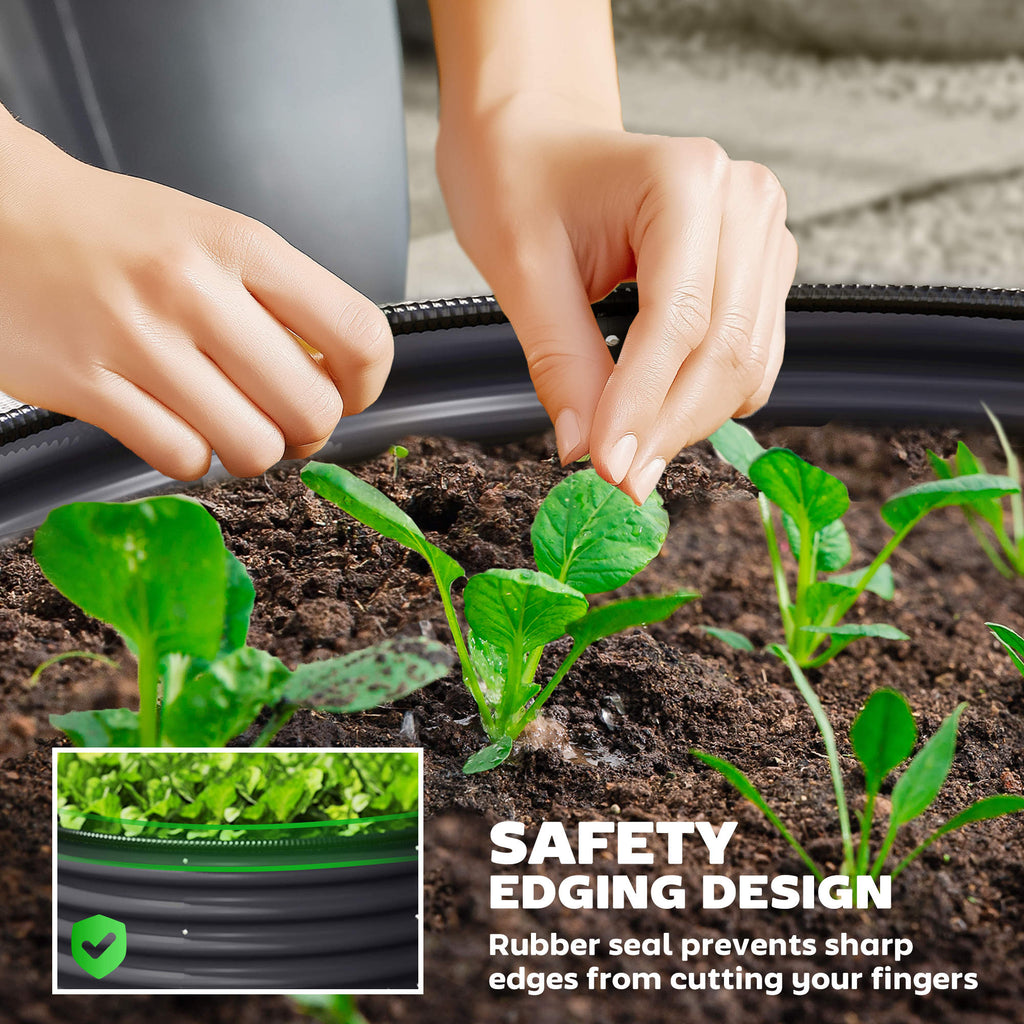 Set of 2 Raised Garden Bed, Metal Planter Box with Safety Edging, Easy-to-assemble Stock Tank, Dark Grey