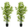 5FT Artificial Bamboo Tree, Faux Decorative Plant in Nursery Pot for Indoor Decor, Set of 2