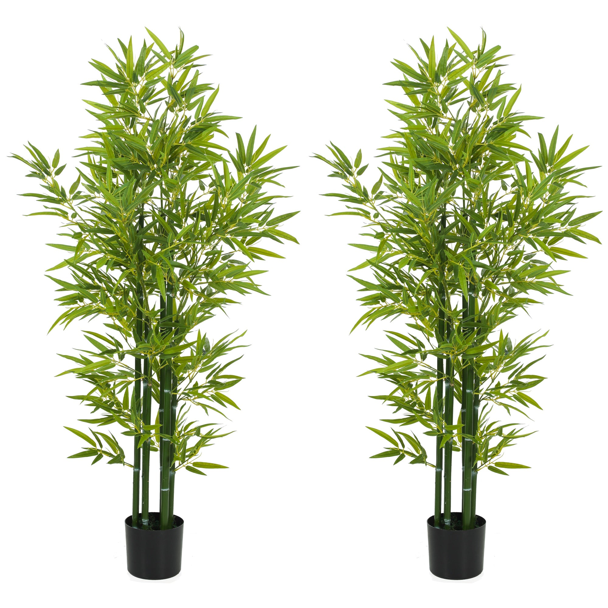5FT Artificial Bamboo Tree, Faux Decorative Plant in Nursery Pot for Indoor Decor, Set of 2
