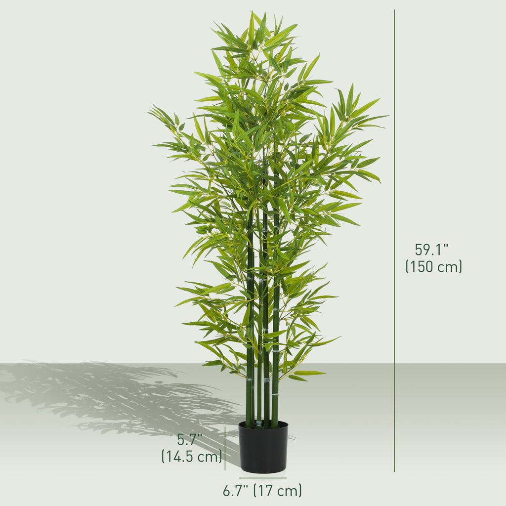 5FT Artificial Bamboo Tree, Faux Decorative Plant in Nursery Pot for Indoor Decor, Set of 2