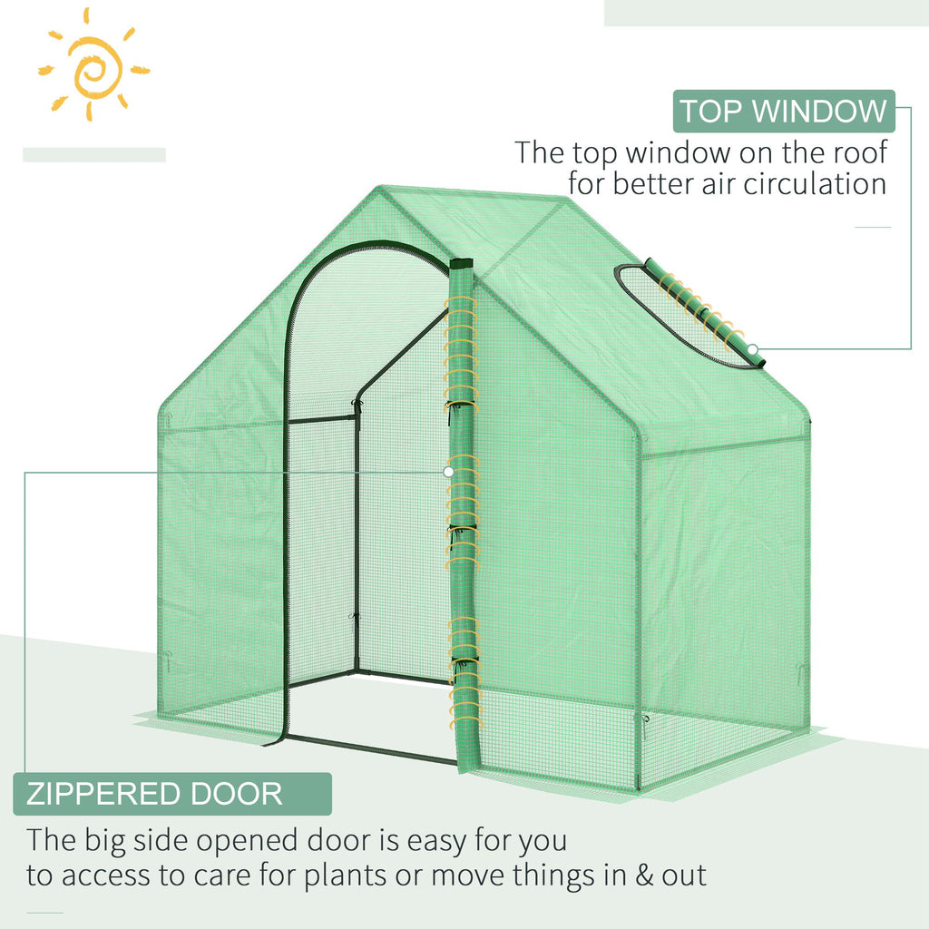 6 x 3.3 x 5.5ft Walk-in Garden Greenhouse with Door & Top Window, Portable Mini Greenhouse for Plants Flowers Herbs Tomatoes, Outdoor Hot House Growing Tent with Steel Frame & PE Cover