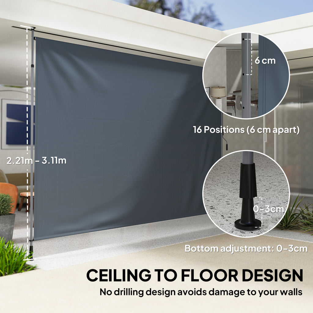 11.5' x 10' Manual Retractable Patio Awning, Outdoor Privacy Screen with UPF30+ & Water-Resistant Fabric, Dark Grey