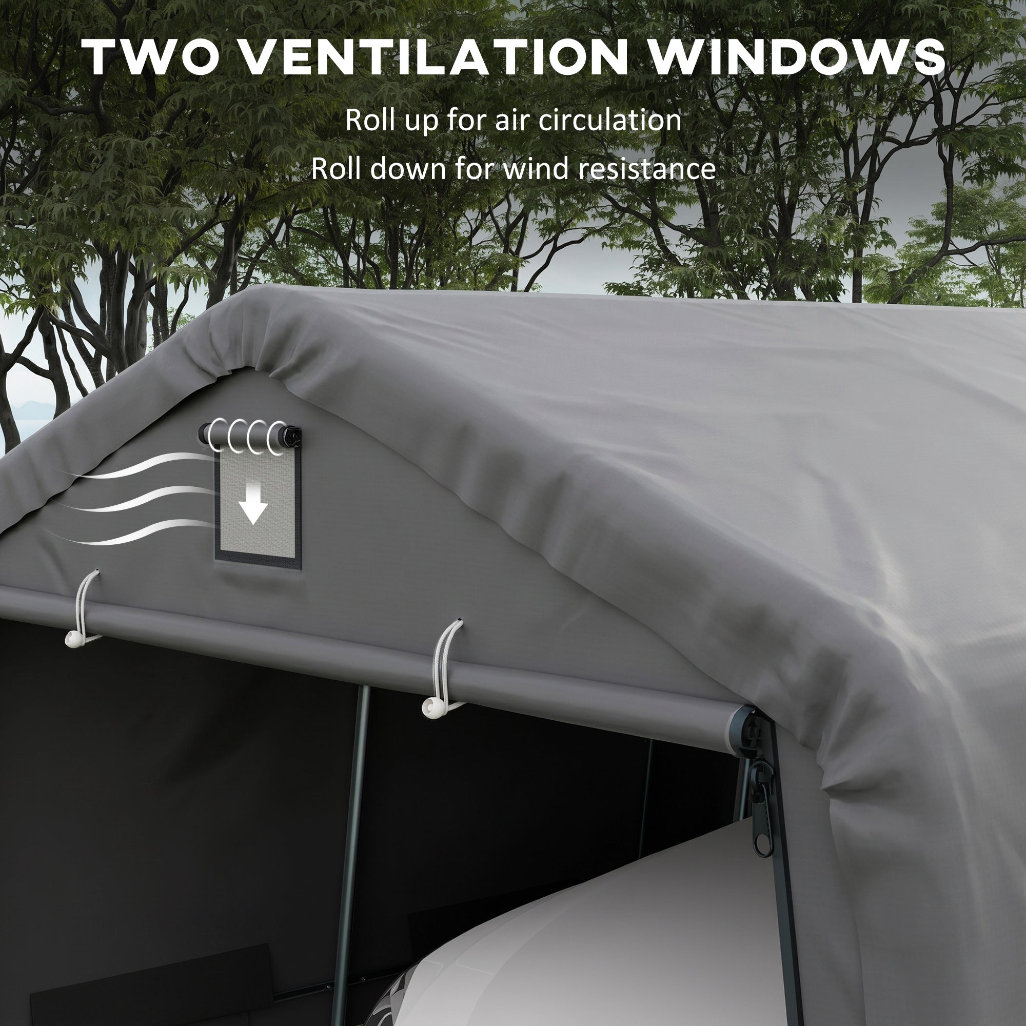 12' x 20' Portable Garage, Heavy Duty Carport Canopy with Ventilation Windows and Large Roll-up Door, Light Grey