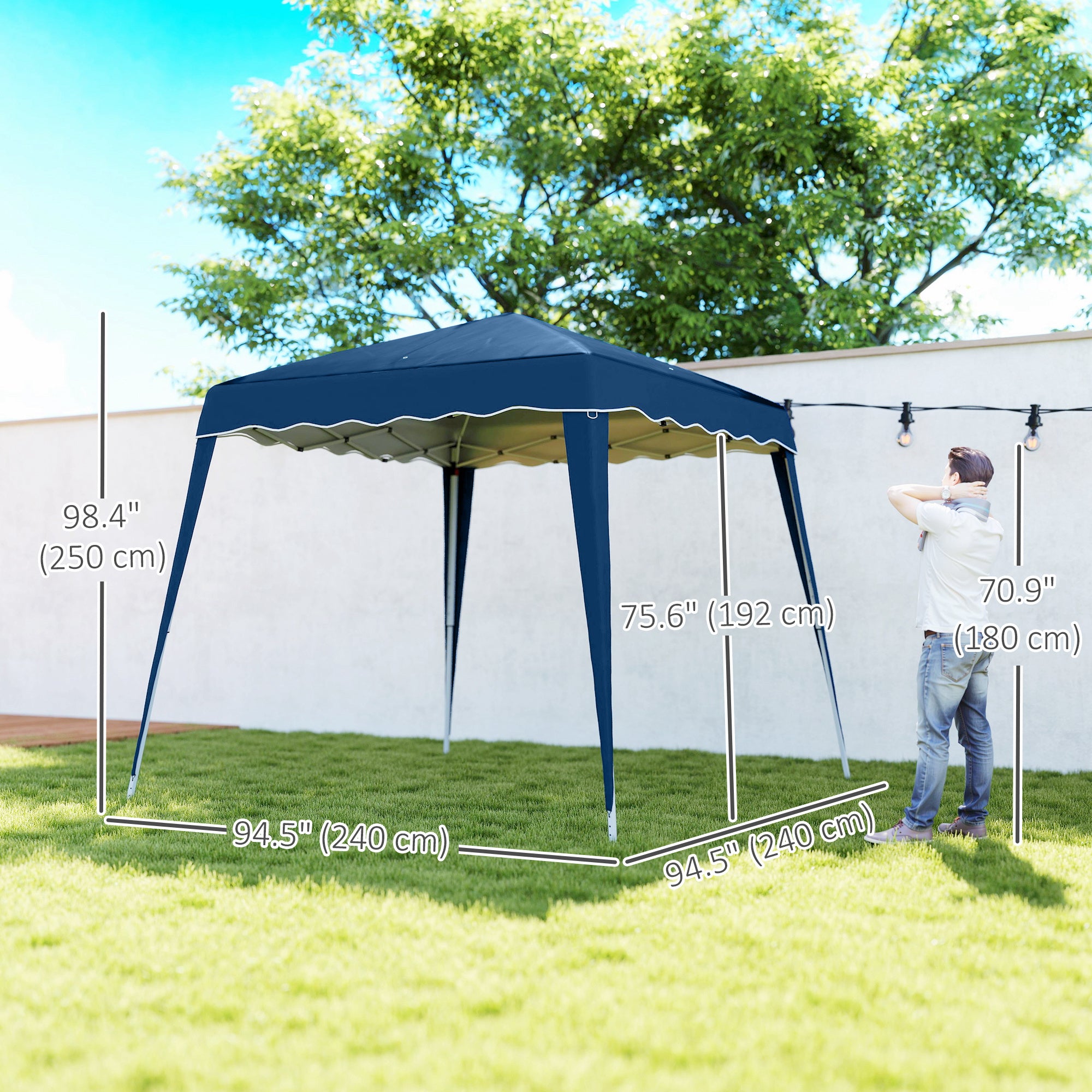 8' x 8' Pop Up Canopy, Outdoor Foldable Tent, Portable Canopy Tent with Carrying Bag for Camping, Party, Picnic, Blue