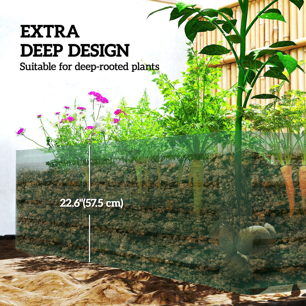 6' x 3' x 2' Raised Garden Bed, Galvanized Planter Box for Growing Flowers, Herbs and Vegetables, Dark Green