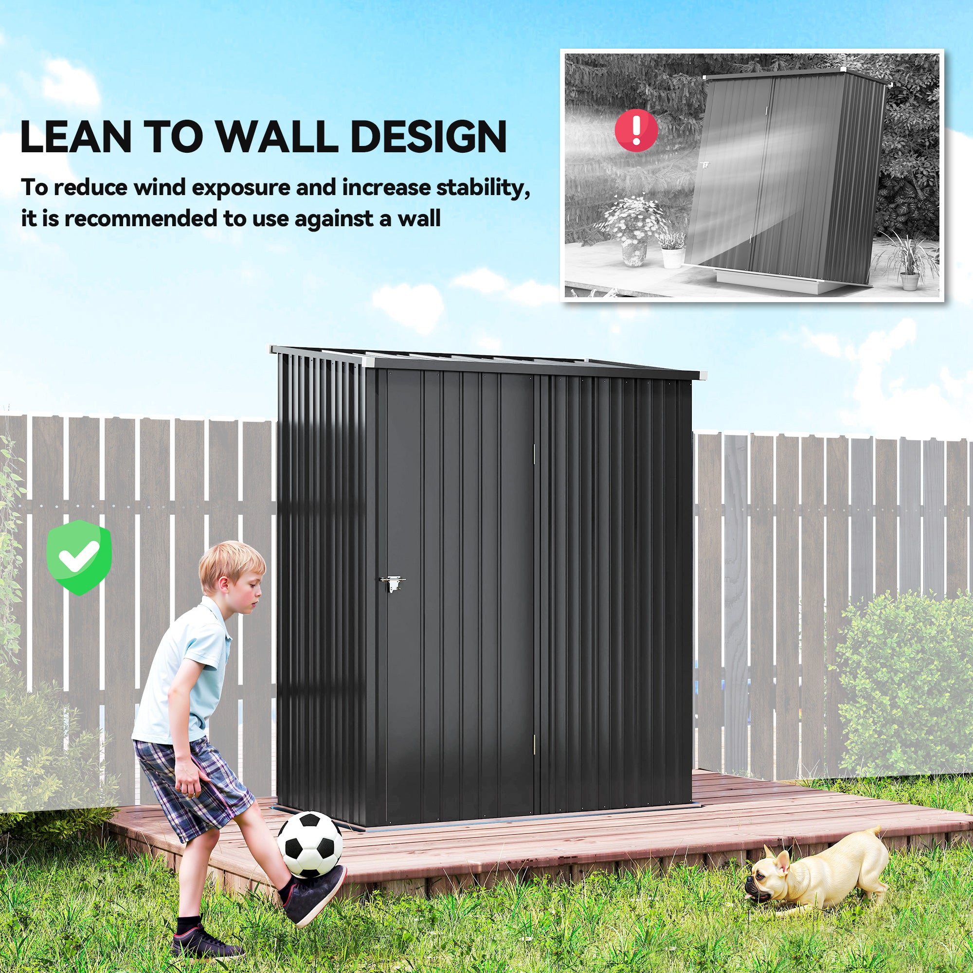 5' x 3' Outdoor Storage Shed, Steel Garden Shed with Single Lockable Door, Tool Storage Shed for Backyard, Black