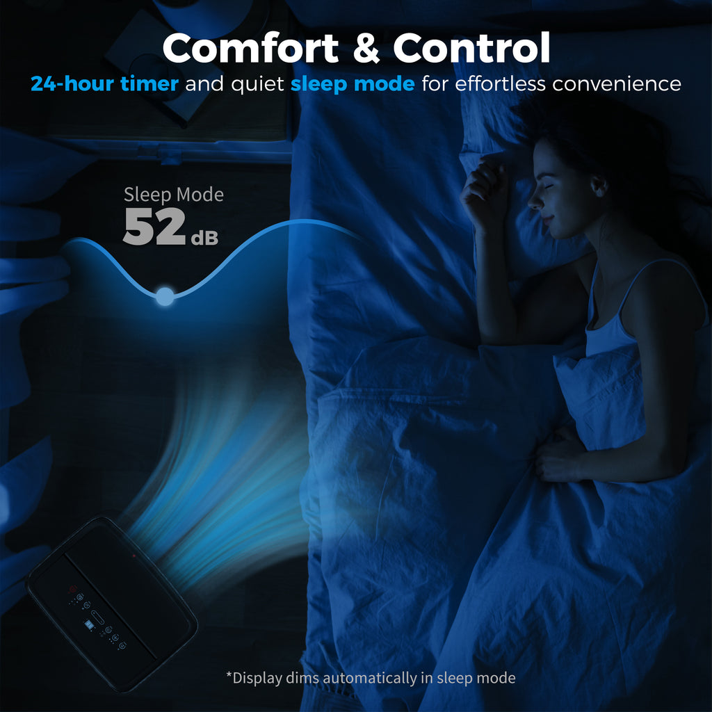 14000 BTU 5-in-1 Portable Air Conditioner with Cool, Heat, Dehumidifier, Fan, Sleep, WiFi Voice Control, Black