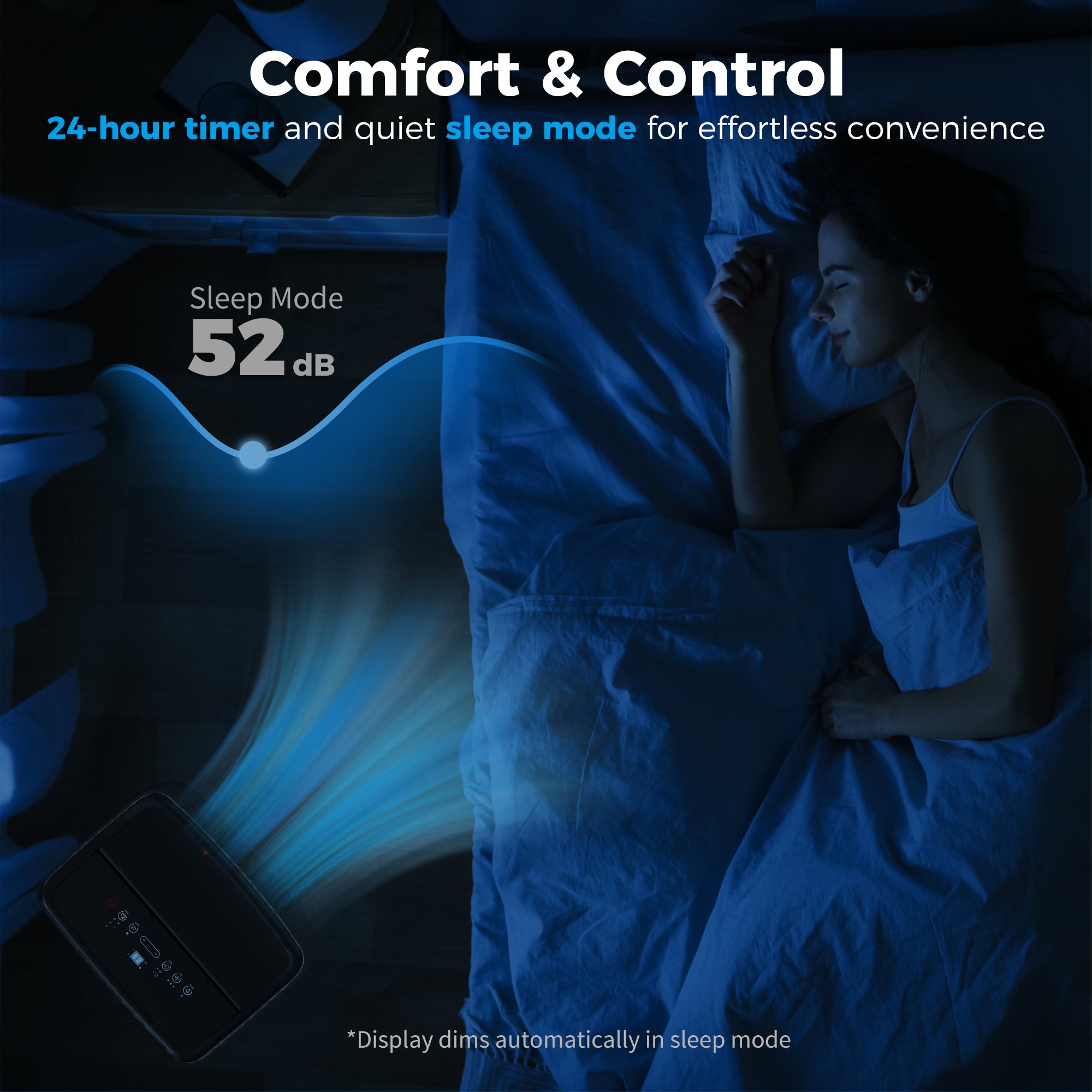 14000 BTU 5-in-1 Portable Air Conditioner with Cool, Heat, Dehumidifier, Fan, Sleep, WiFi Voice Control, Black