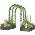 Metal Raised Garden Bed with Trellis, Galvanized Garden Bed Kit Outdoor Garden Box with Trellis, Dark Grey