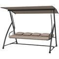 3 Seater Porch Swing Convertible Swing Chair Bed Cushioned Light Brown