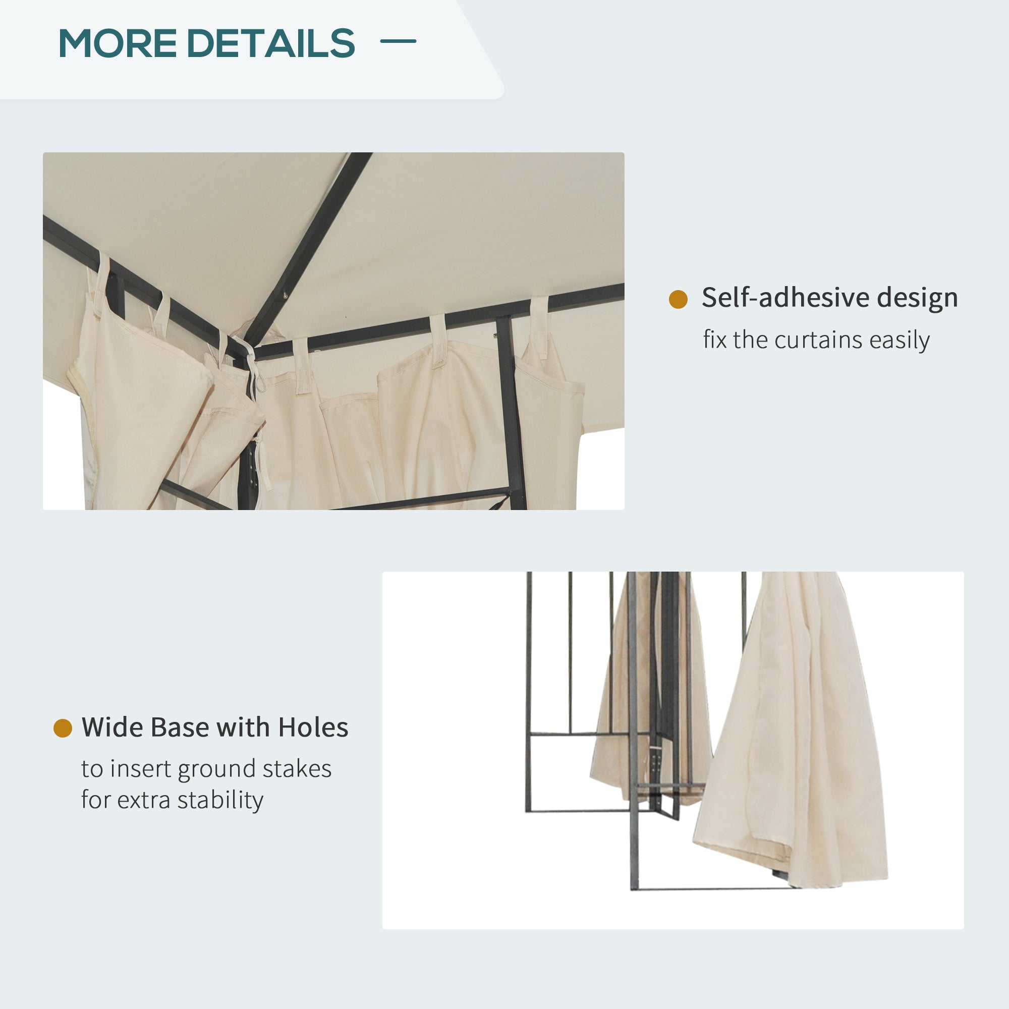 10' x 10' Patio Gazebo Outdoor, Canopy Shelter with Double-tier Roof, Pavilion Sidewalls for Garden Events, Cream White