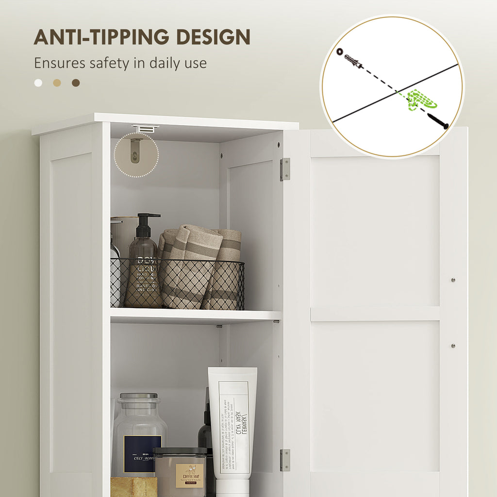 67" Tall Bathroom Cabinet, Narrow Bathroom Storage Cabinet with Drawer, Barn Doors and Adjustable Shelves, White