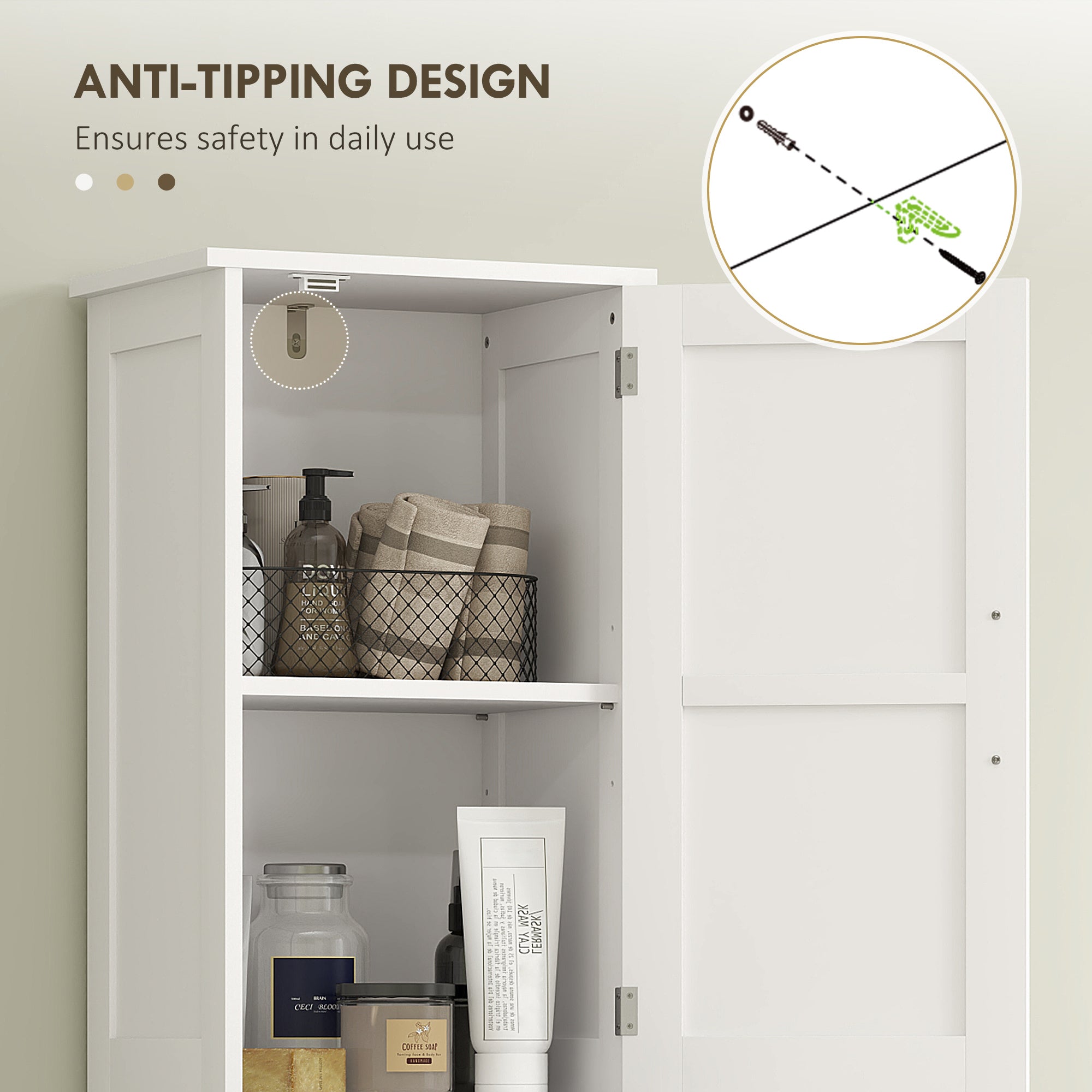 67" Tall Bathroom Cabinet, Narrow Bathroom Storage Cabinet with Drawer, Barn Doors and Adjustable Shelves, White