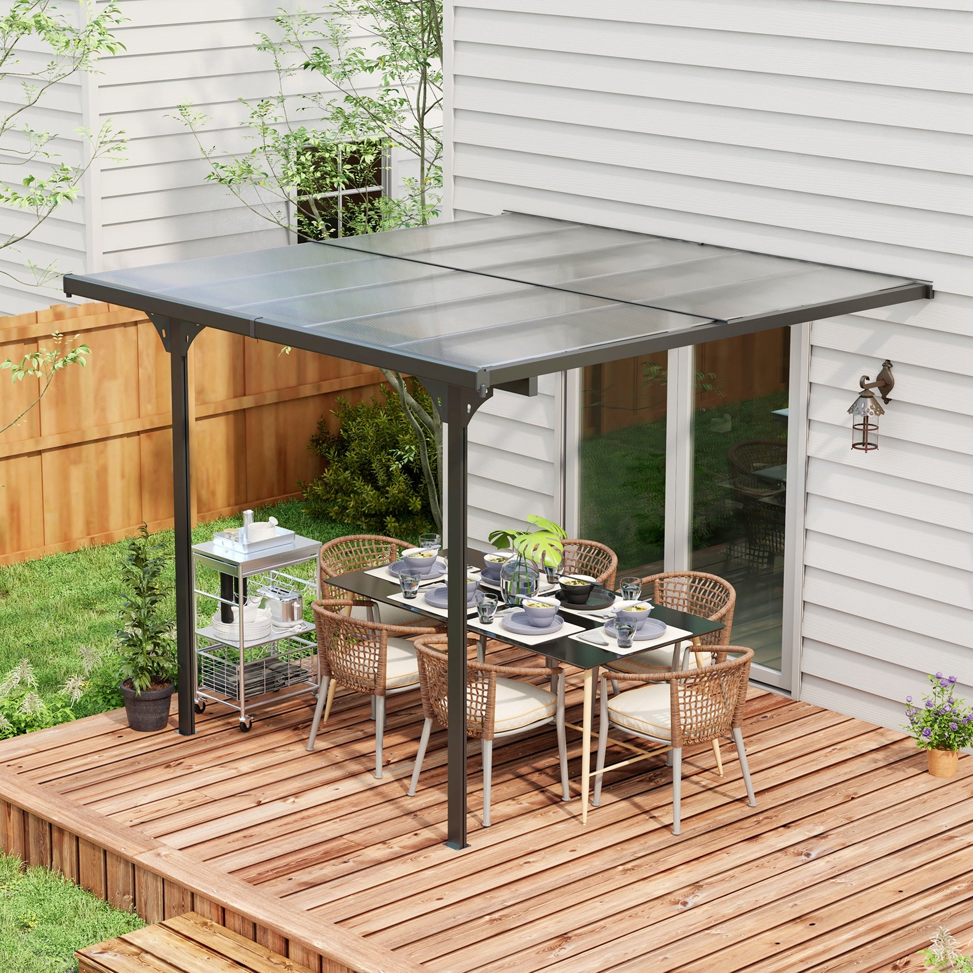 10' x 10' Outdoor Hardtop Pergola Gazebo with Adjustable Height, Aluminum Pergola with Polycarbonate Roof, UV Protection, Grey