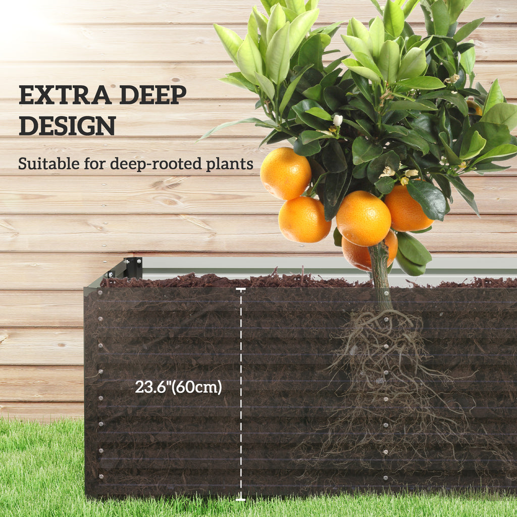 8' x 4' x 2' Raised Garden Bed, Galvanized Planter Box for Growing Flowers, Herbs and Vegetables, Dark Grey