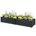 Vinyl Raised Garden Bed Kit, 6.5 x 2 x 1ft Elevated Garden Box with Divider and Open Bottom, Grey Wood Effect