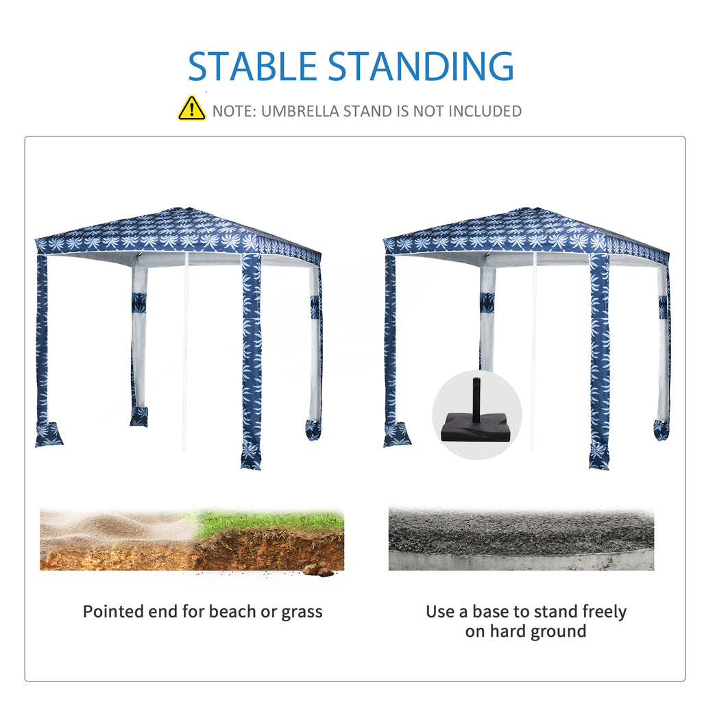 Beach Umbrella, 6.5' Easy-Assembly Sun-Shade Shelter with Sandbags and Carry Bag, Cool UV50+, Dark Blue