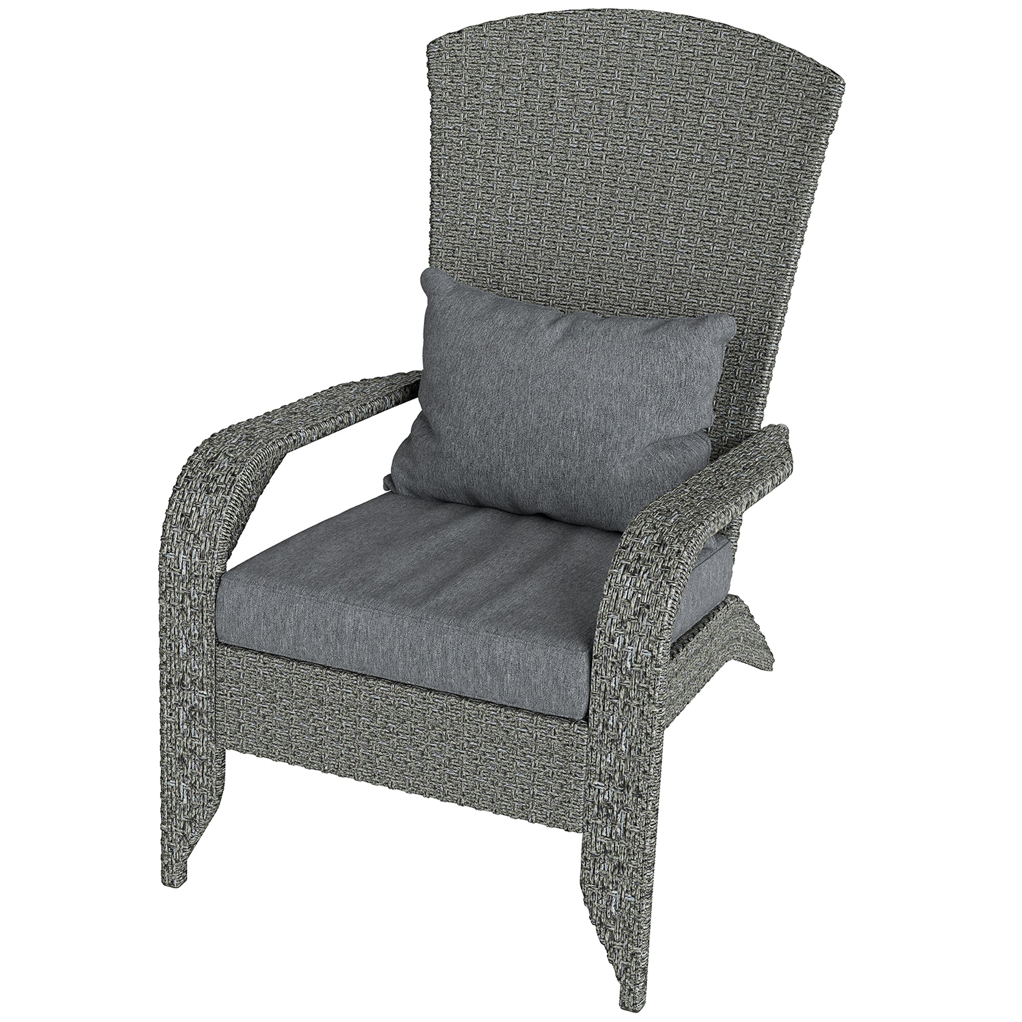 Wicker Adirondack Chair, PE Rattan Outdoor Fire Pit Chair Muskoka Chair with Cushions, Heather Grey