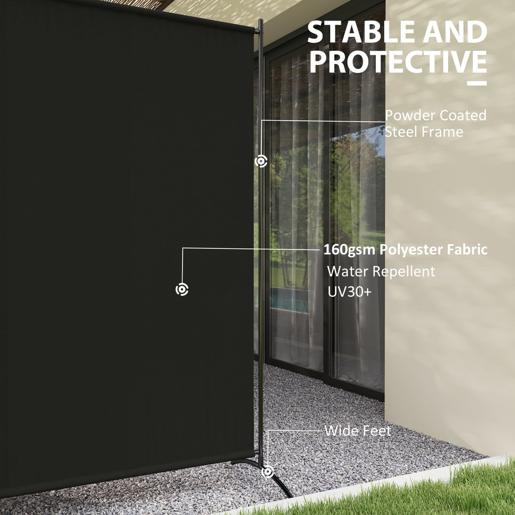 Single Panel Room Divider, UV30+ Privacy Screen, Indoor Outdoor Privacy Panel with Stable Base, Black