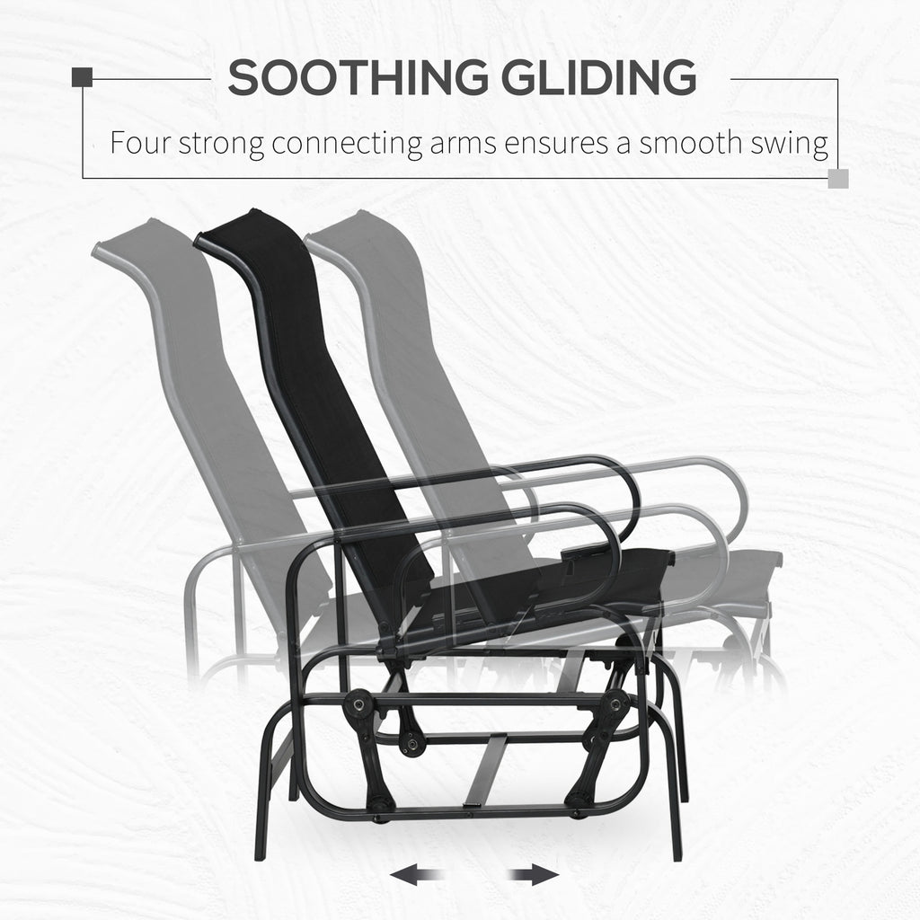 Patio Glider with Breathable Mesh Fabric, Outdoor Glider Chair, Garden Rocking Gliding Seat for Patio, Yard, Porch, Black