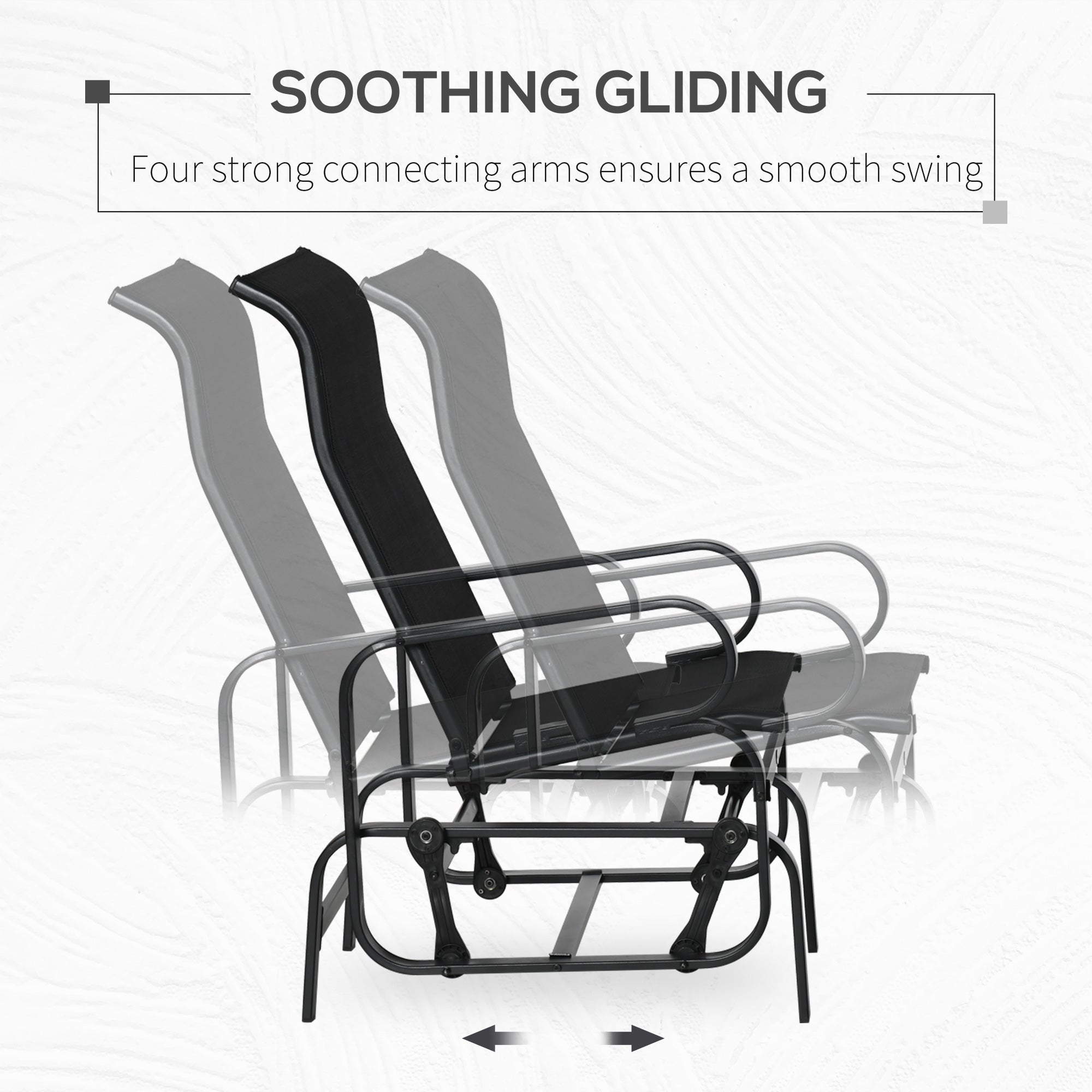 Patio Glider with Breathable Mesh Fabric, Outdoor Glider Chair, Garden Rocking Gliding Seat for Patio, Yard, Porch, Black