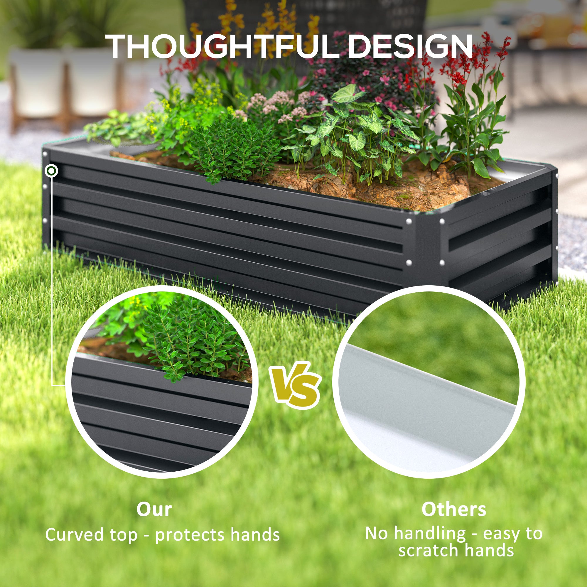 Galvanized Raised Garden Bed, Outdoor Planter Box for Vegetables, Flowers, Herbs, 4' x 2' x 1', Grey