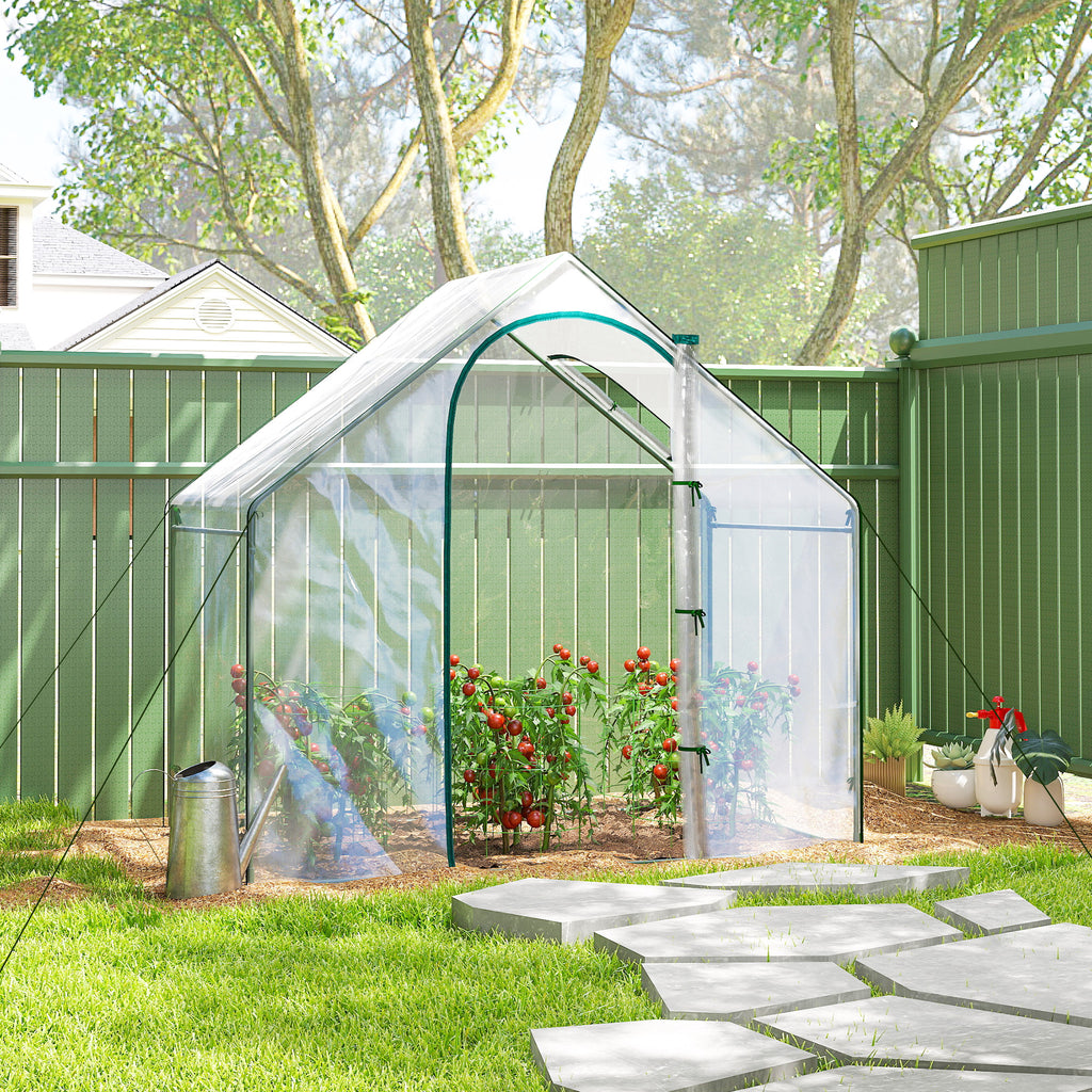 6'x3.3'x5.5' Walk-in Garden Greenhouse with Door and Window, Portable Mini Greenhouse for Plants Flowers Herbs, Steel Outdoor Hot House Growing Tent, Clear Plastic Cover