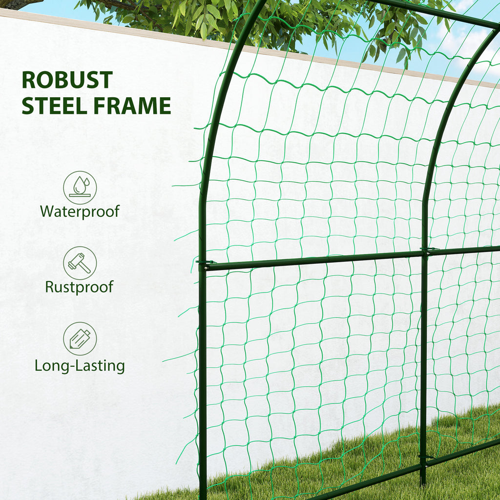 Garden Arch Trellis for Climbing Plants Outdoor, 7.1FT Tall Cucumber Trellis with Climbing Net for Backyard, Lawn