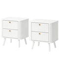 Modern Nightstand Set of 2, Bedside Table with 2 Drawers, Side End Table for Bedroom, Living Room, White Wood Grain