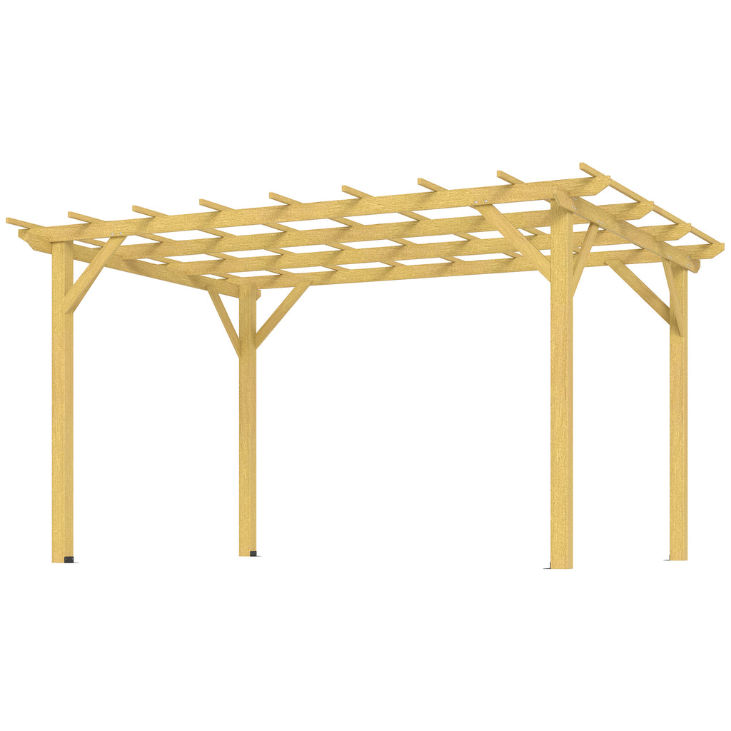 10' x 13' Wood Pergola, Outdoor Gazebo Grape Trellis for Climbing Plant Support, Garden, Patio, Backyard, Nature Wood