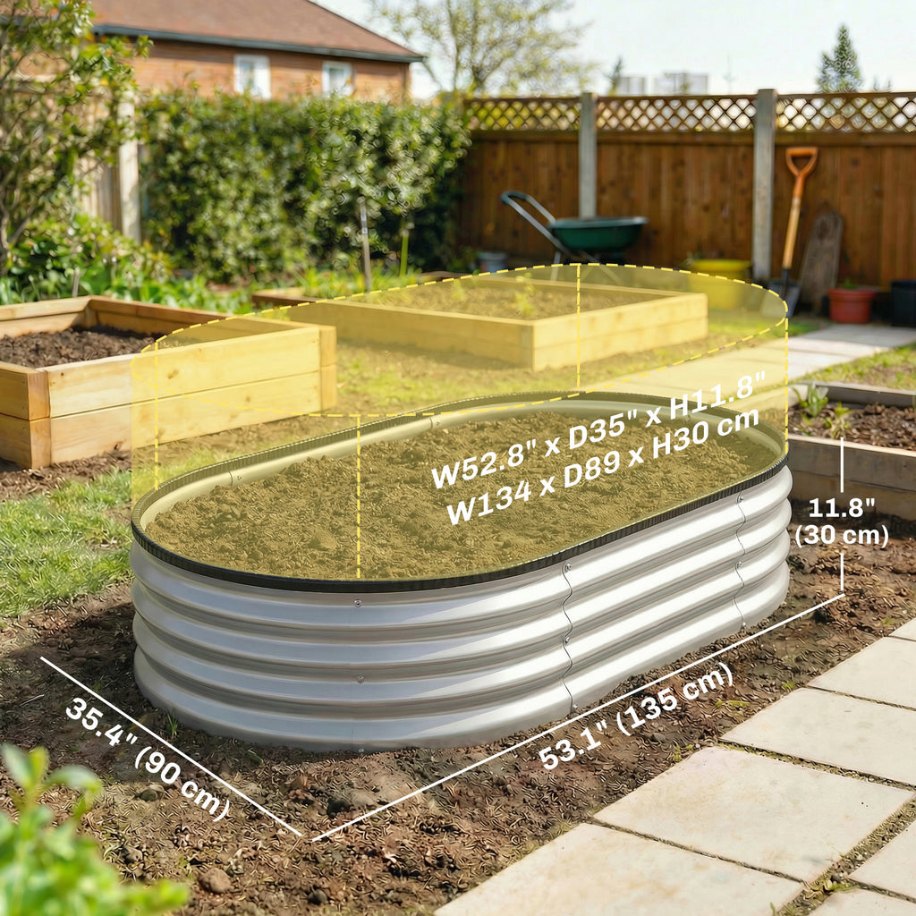 2Pcs Galvanized Raised Garden Bed, 4 x 3 x 1 ft Modular Metal Garden Beds with Rubber Strip Edging, Silver
