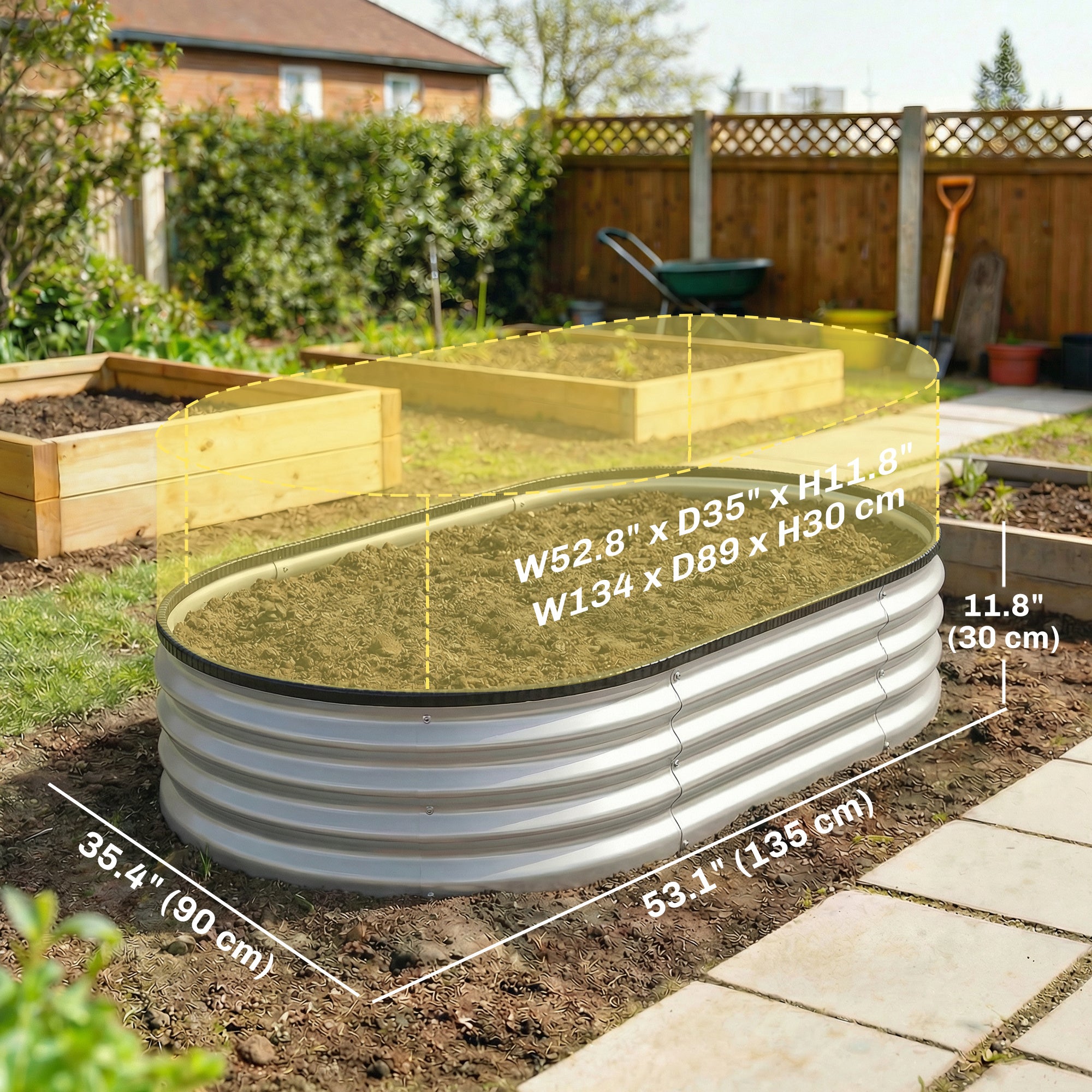 2Pcs Galvanized Raised Garden Bed, 4 x 3 x 1 ft Modular Metal Garden Beds with Rubber Strip Edging, Silver
