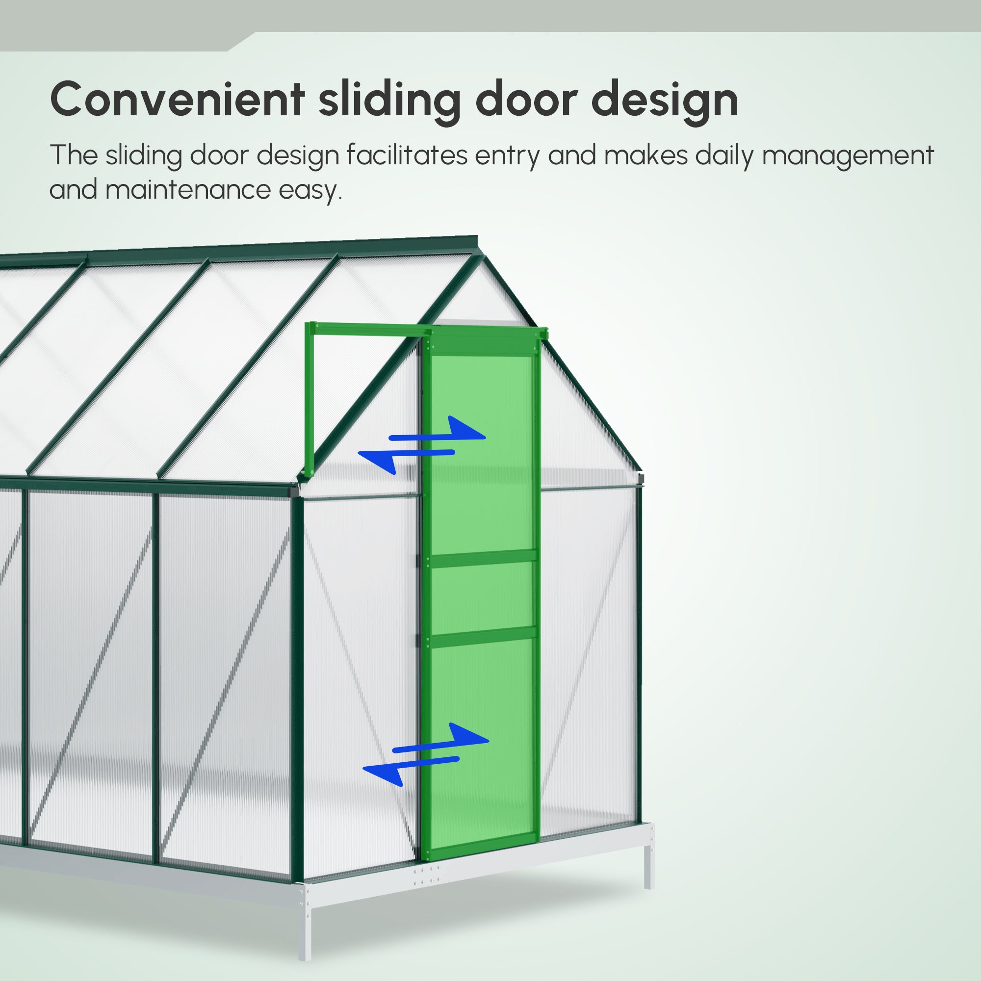 6' x 12' x 6.5' Polycarbonate Greenhouse, Walk-in Green House with Adjustable Roof Vent Galvanized Base Sliding Door Rain Gutter for Outdoor Garden Backyard, Green