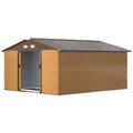 11' x 13'Garden Storage Shed w/ Foundation Kit Metal Tool Storage House w/ Double Doors Yellow